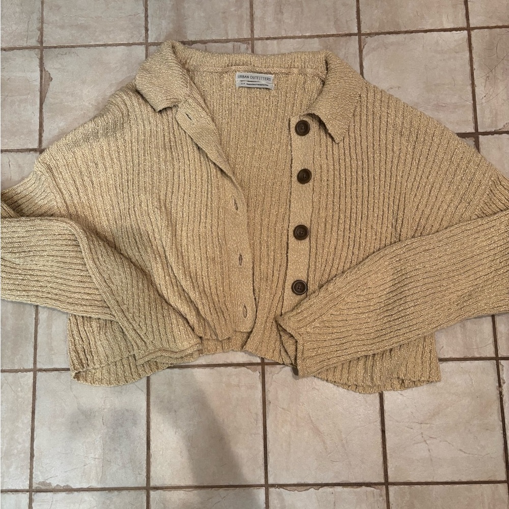 Urban Outfitters Tan Ribbed Cardigan